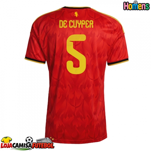 Camisa de Futebol Bélgica Maxim De Cuyper #5 Equipamento Principal Mundo 2026 Manga Curta